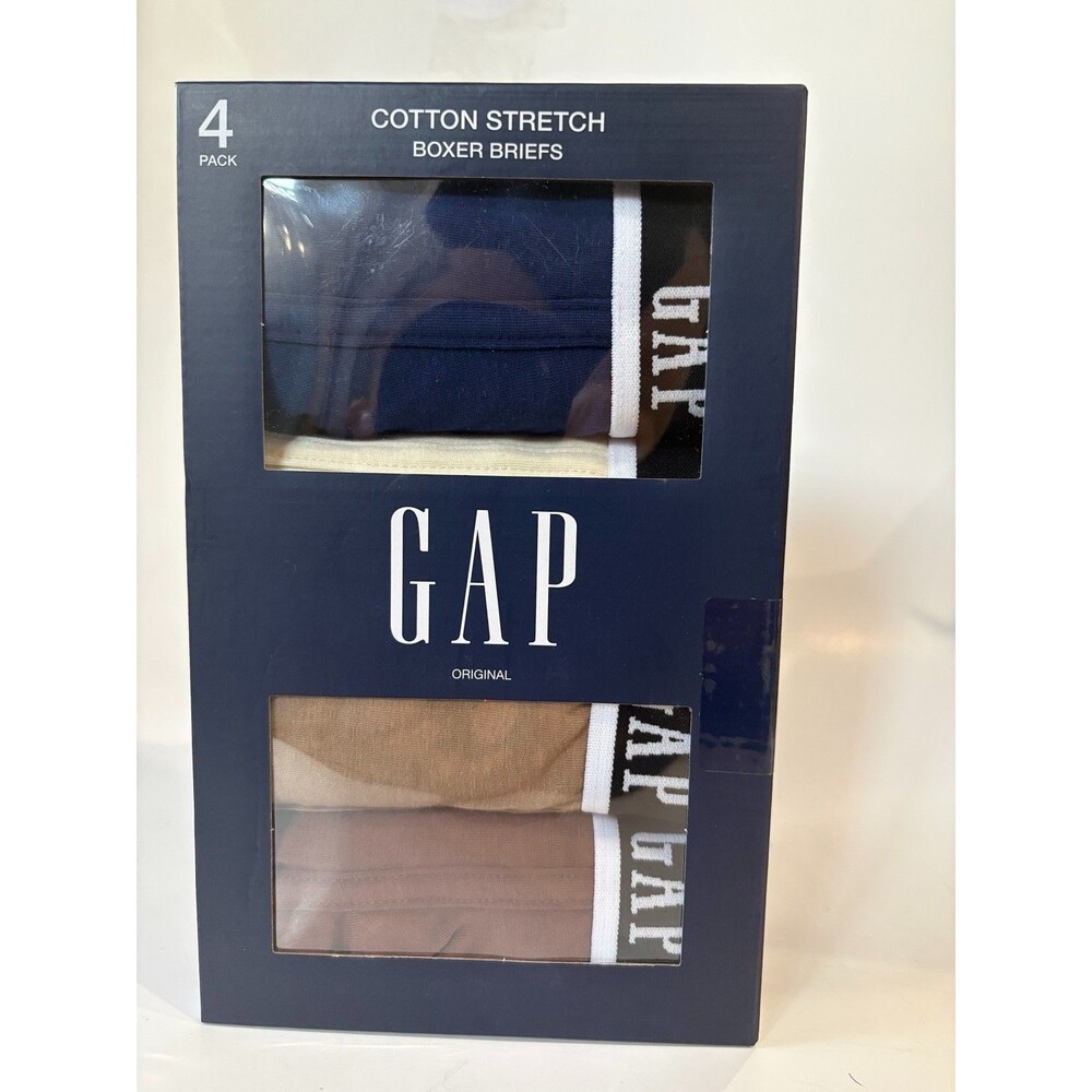 GAP Mens Medium Cotton Stretch Boxer Briefs 4 Pack Fly Pouch Underwear NWT
